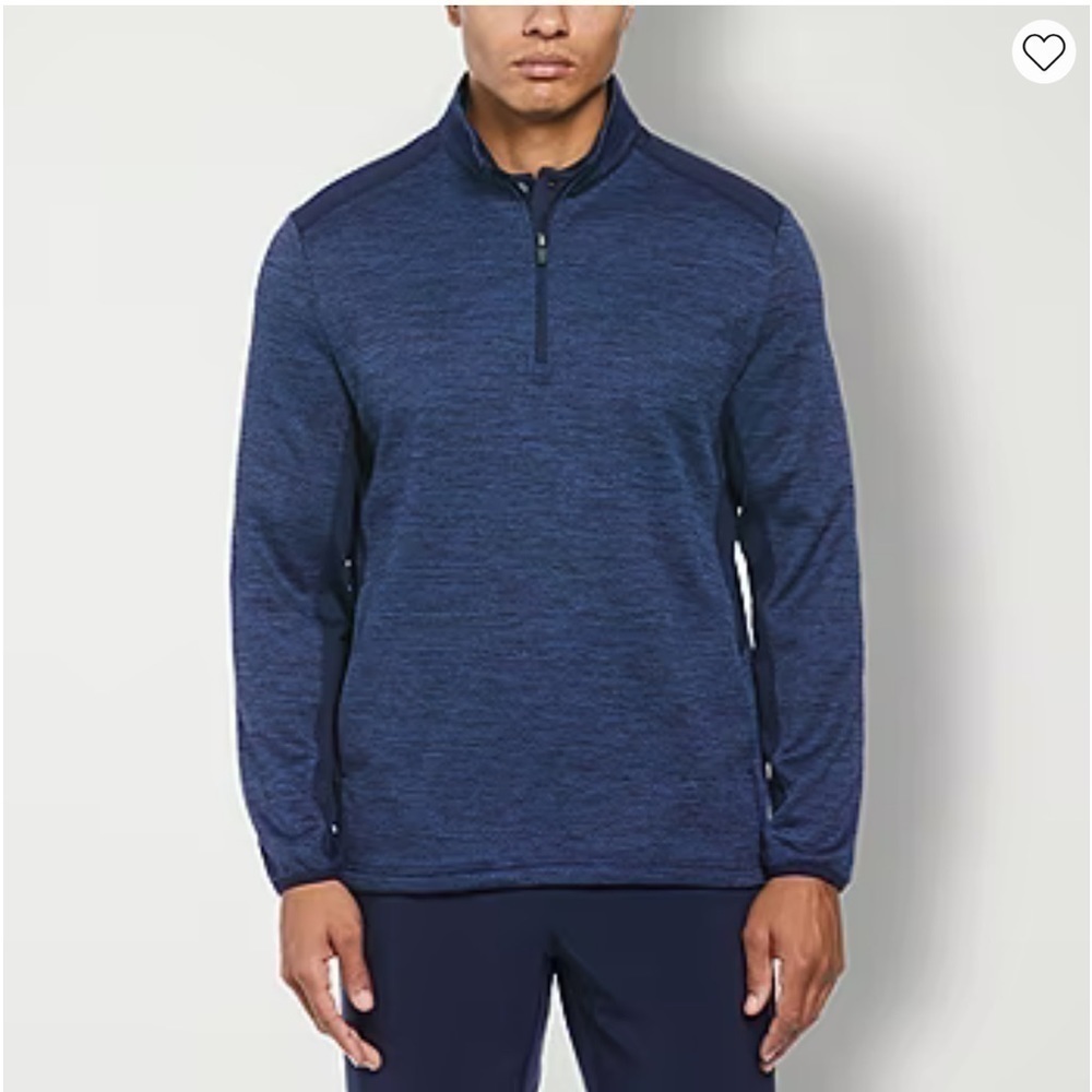 PGA Tour men’s mock neck quarter zip heavy pull over. Blue.